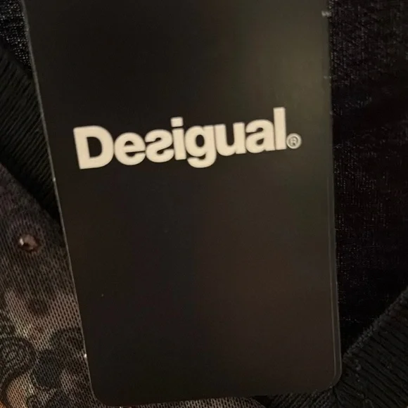 Desigual Brown and Black Sundress with V-Neck and 3/4 Sleeves - Picture 2 of 6